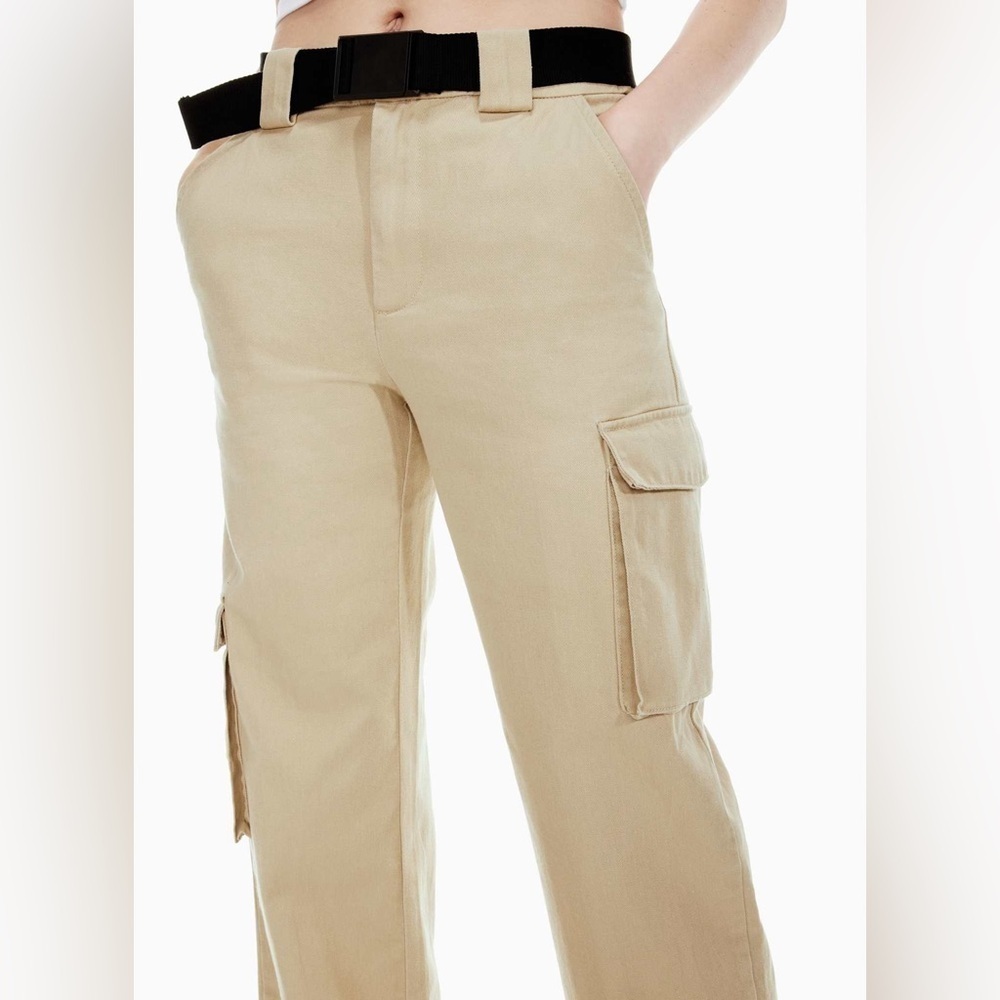 Aritzia TNA Fatigue Olive Green High Rise Cargo Pant Black Belted Size 2XL NWT - Picture 2 of 16